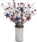 4th of July Decorations Artificial Patriotic Floral Picks with Vase, Artificial Berry Stem Picks Star Shaped for Independence Day Red White Blue Decor for Home Office Wedding Centerpieces